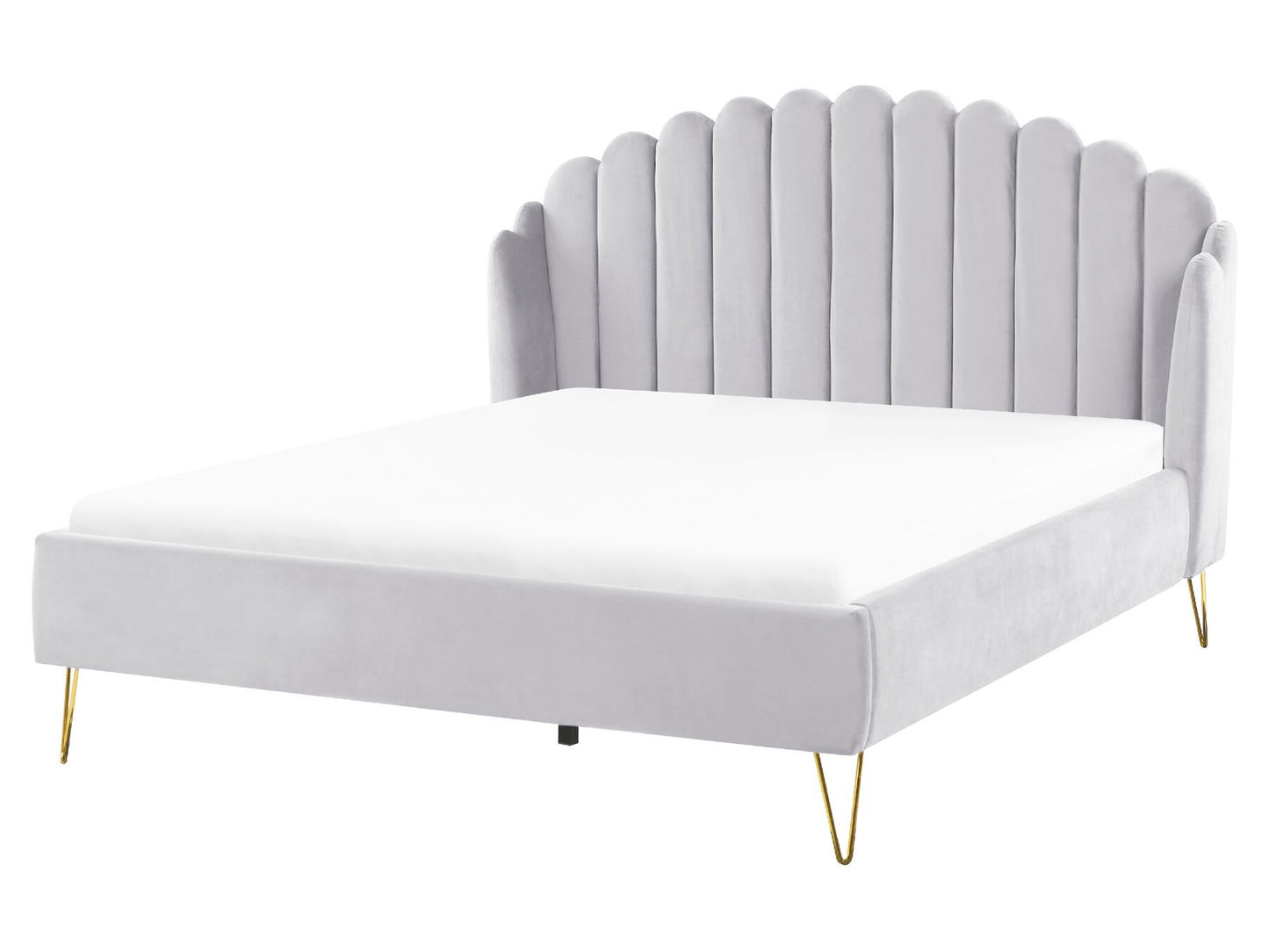 Cama con somier de terciopelo gris claro/dorado 160 x 200 cm