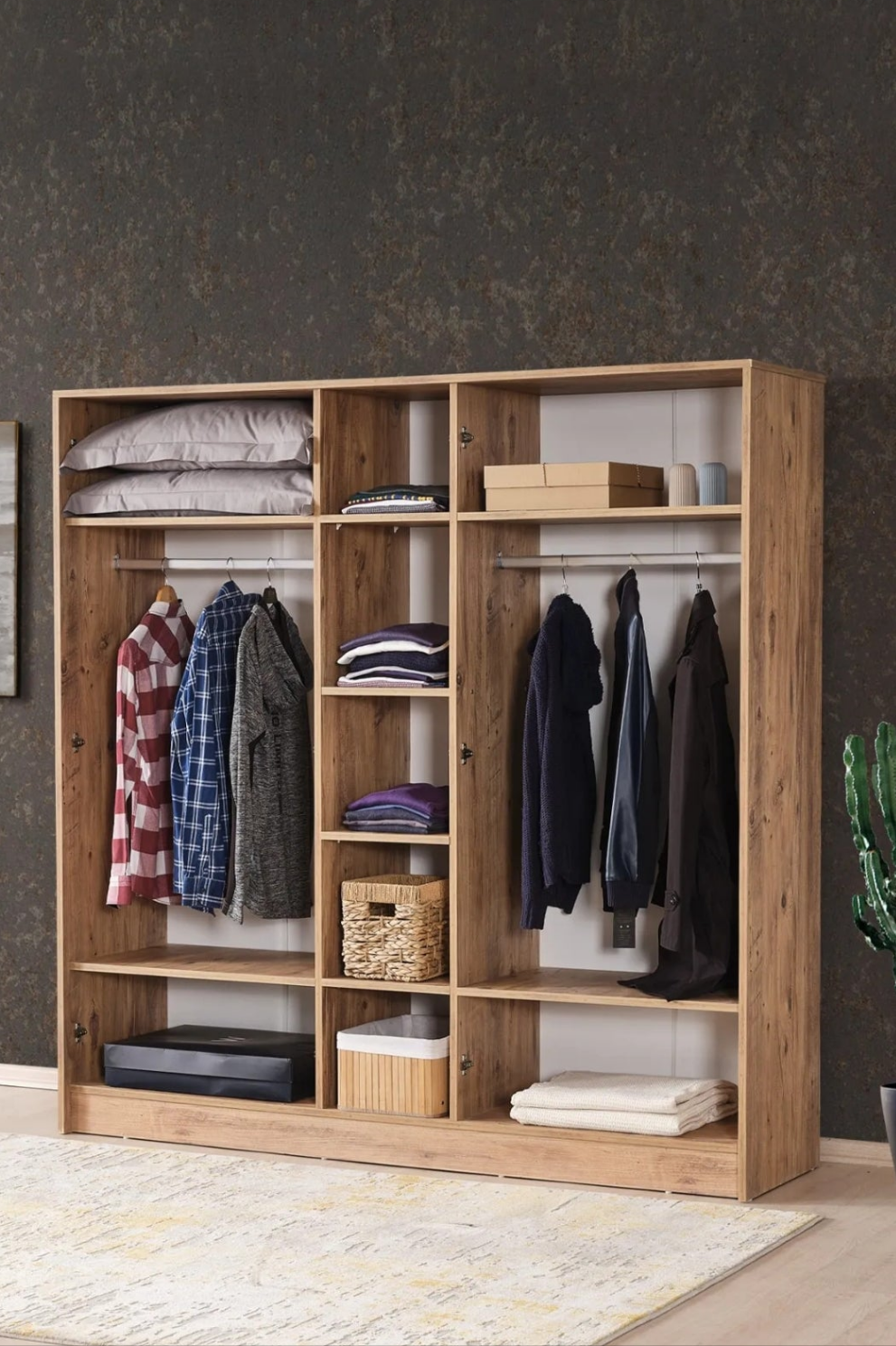 Armario diva. Bicolor Madera y Antracita – Gran Capacidad, Diseño Exclusivo y Calidad Premium Okazo