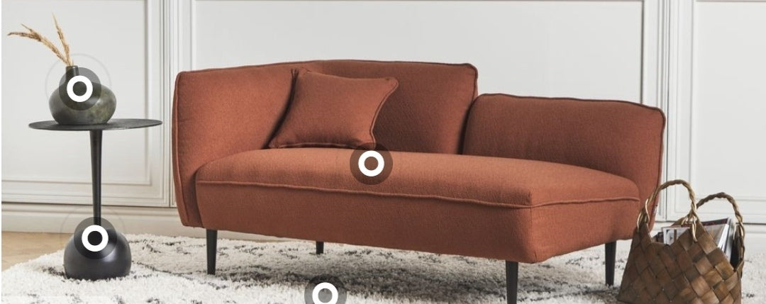 Chaise longue de bucle rojo oscuro izquierdo