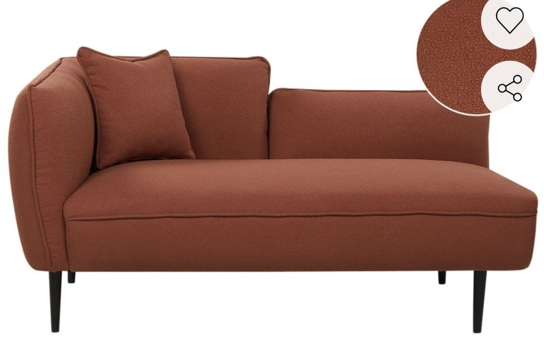 Chaise longue de bucle rojo oscuro izquierdo