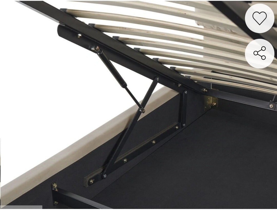 Cama con almacenaje de terciopelo beige claro 140/200