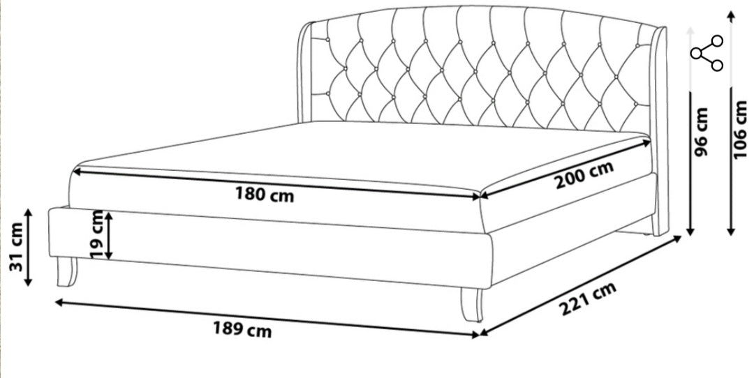 Cama con somier de poliéster beige 180/200