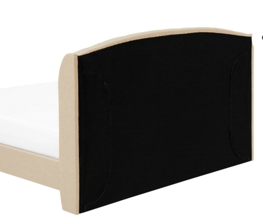 Cama con somier de poliéster beige 180/200