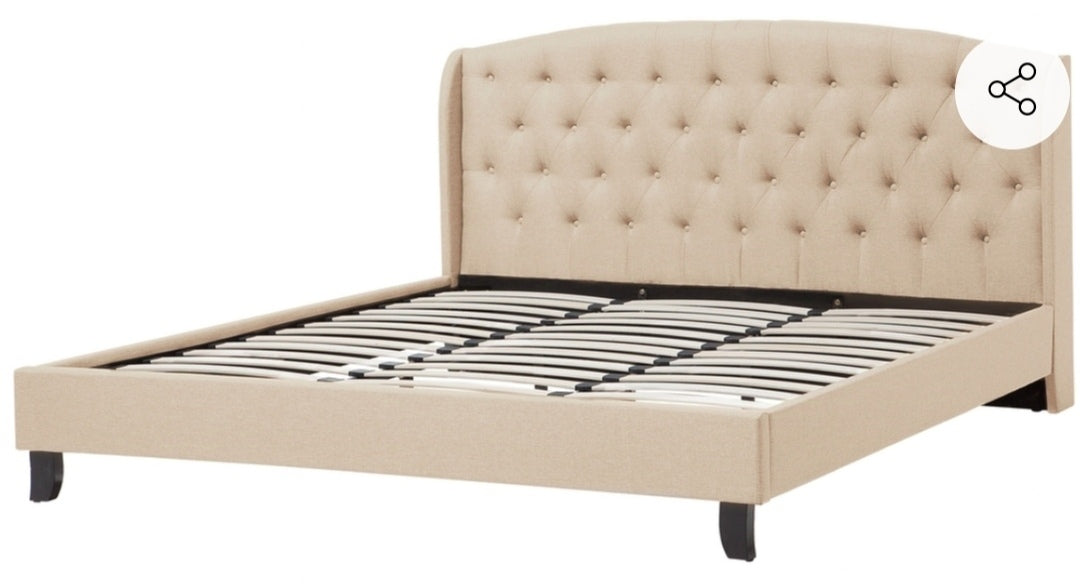 Cama con somier de poliéster beige 180/200