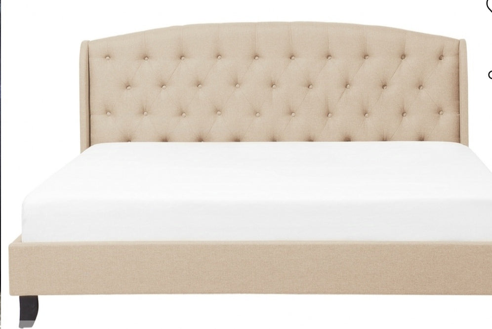 Cama con somier de poliéster beige 180/200