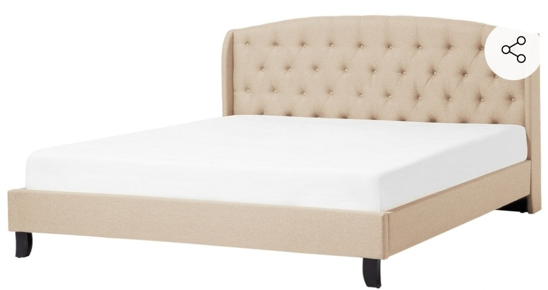 Cama con somier de poliéster beige 180/200