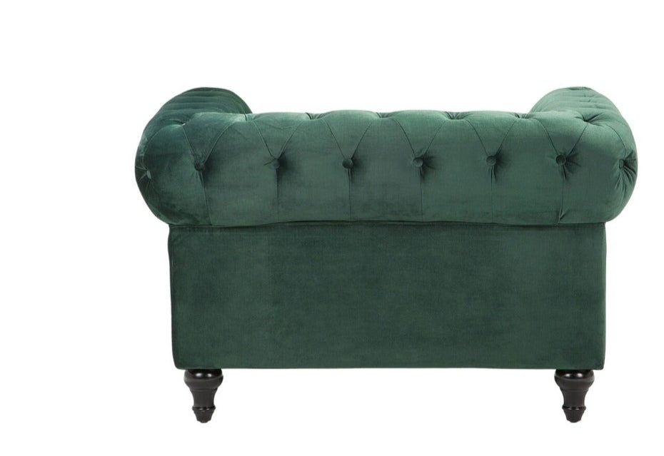 Sillón de terciopelo verde chesterfield