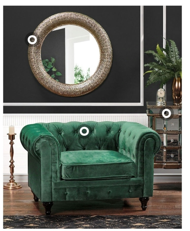 Sillón de terciopelo verde chesterfield