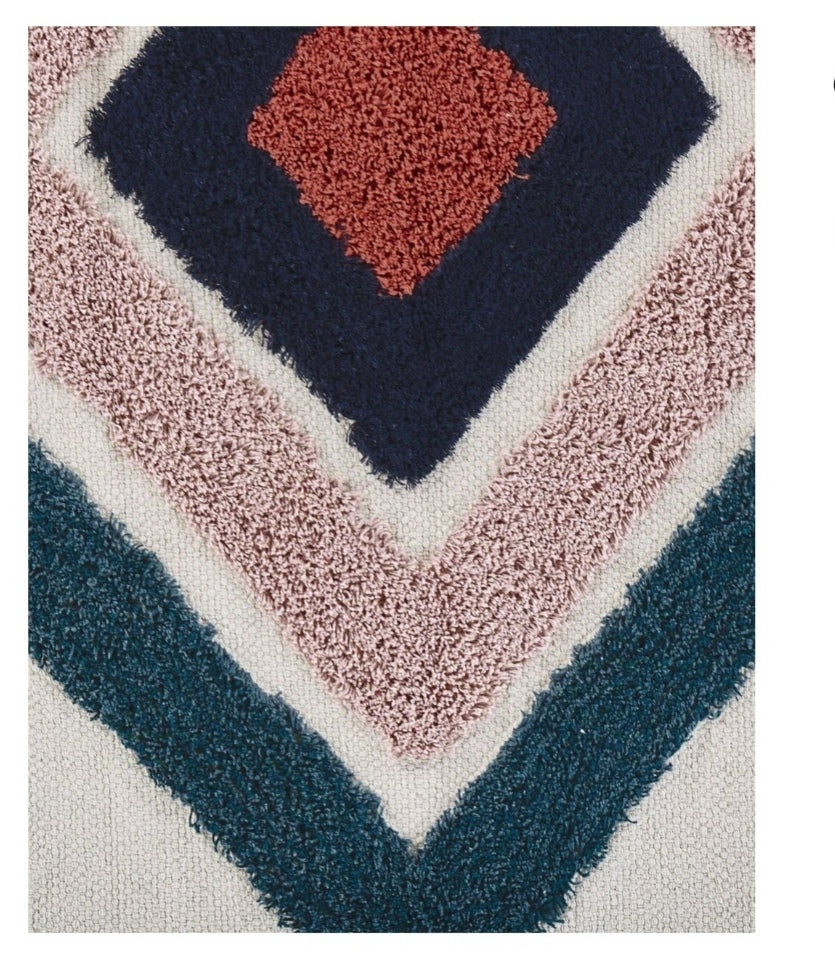 Alfombra de algodón azul oscuro/beige 160/230