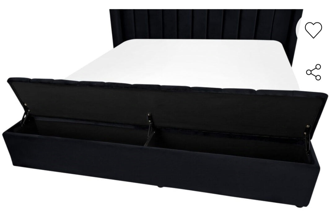 Cama con almacenaje de terciopelo negro 180/200