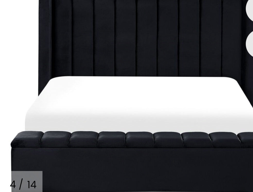 Cama con almacenaje de terciopelo negro 180/200