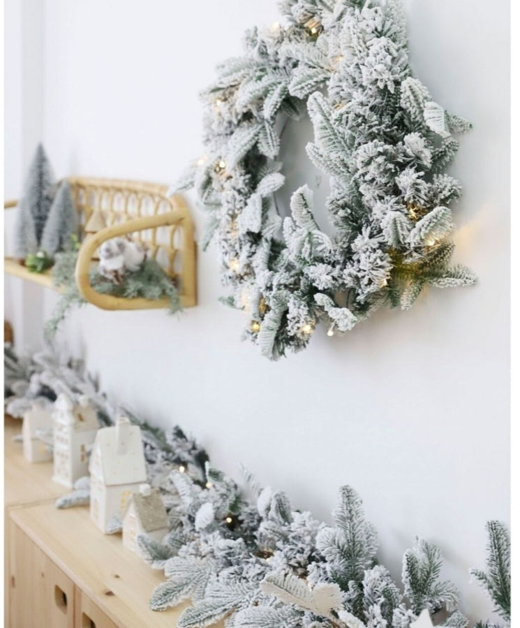 Corona led efecto nieve 70cm