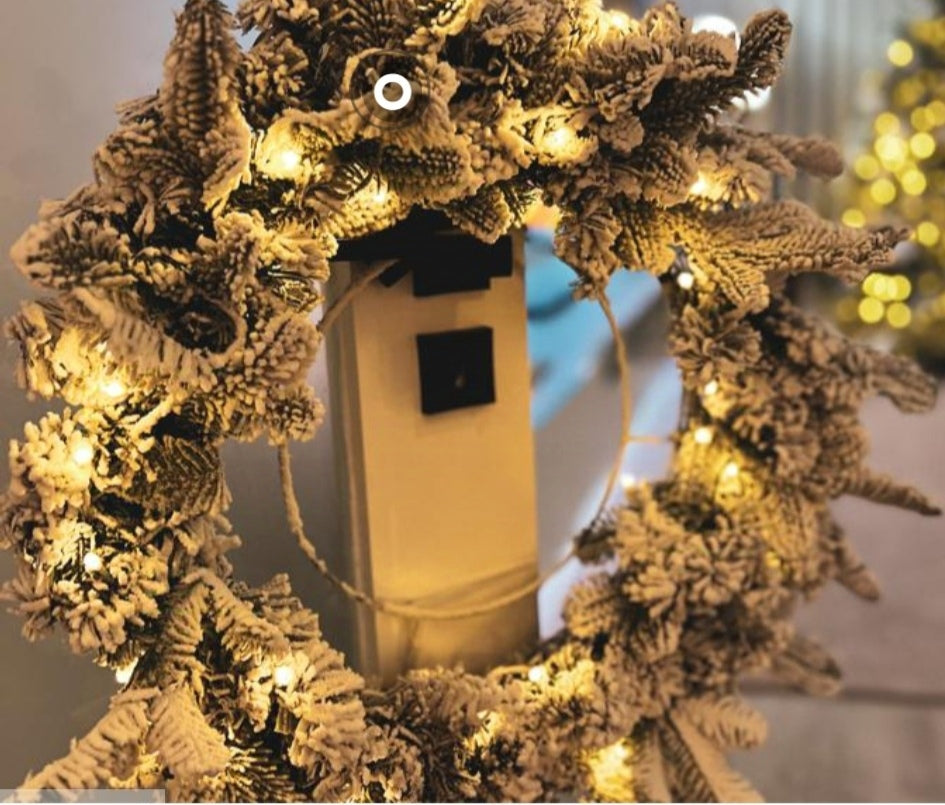 Corona led efecto nieve 70cm