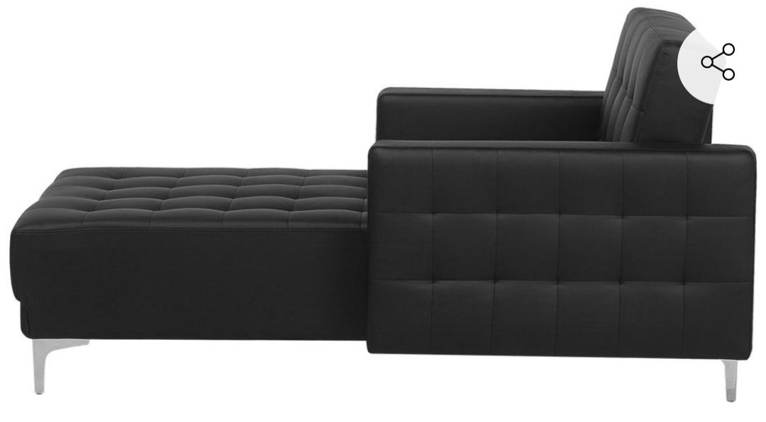 Chaise longue de piel sintética negro