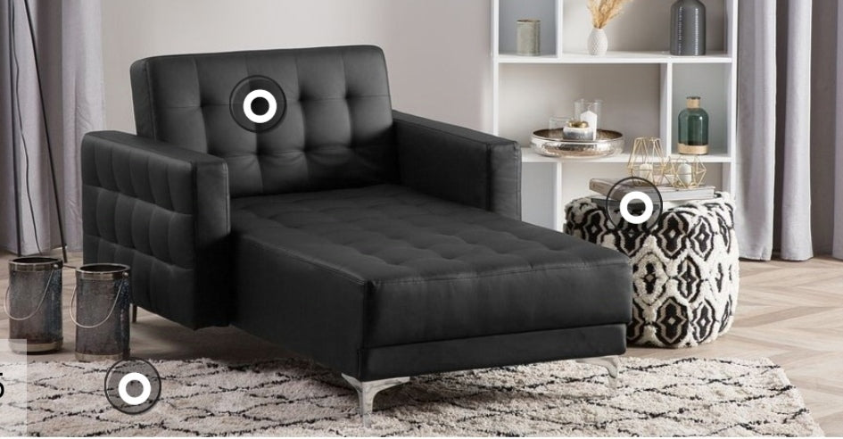Chaise longue de piel sintética negro