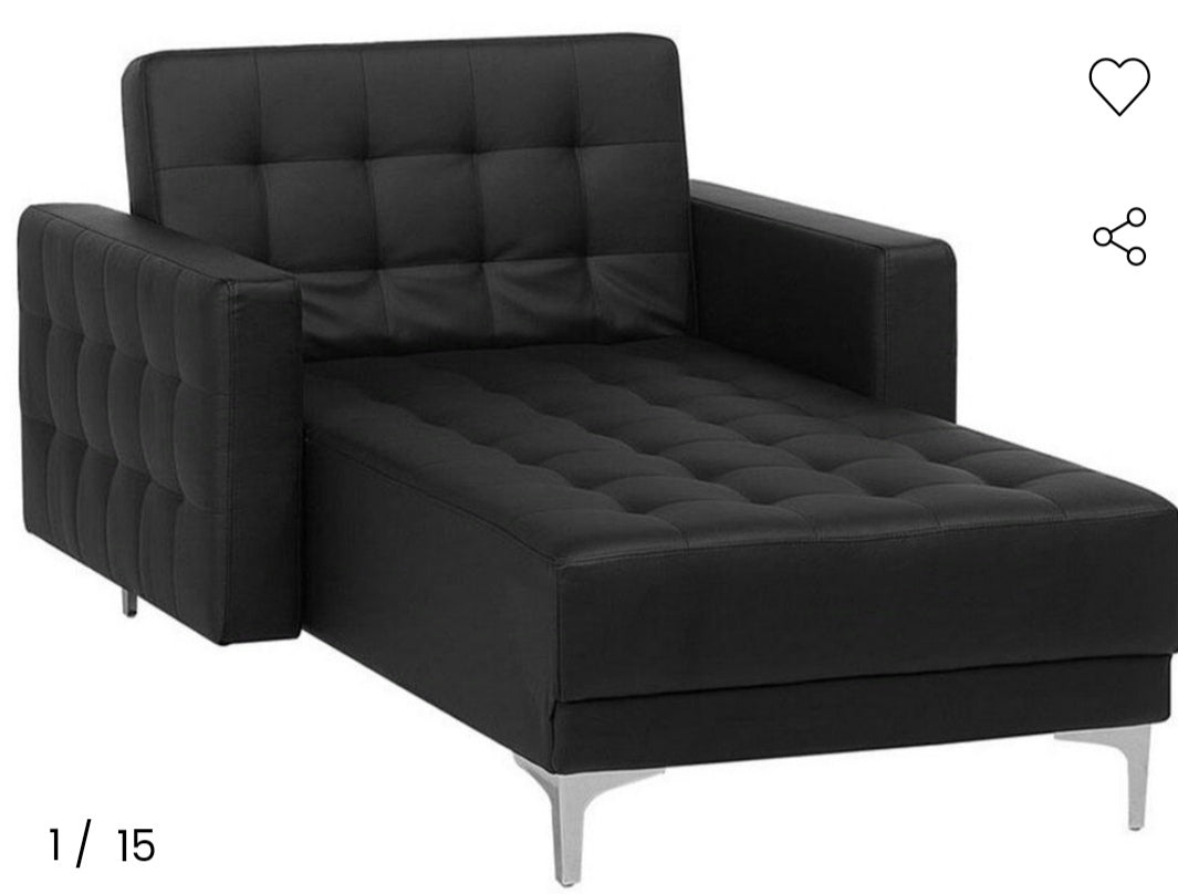 Chaise longue de piel sintética negro