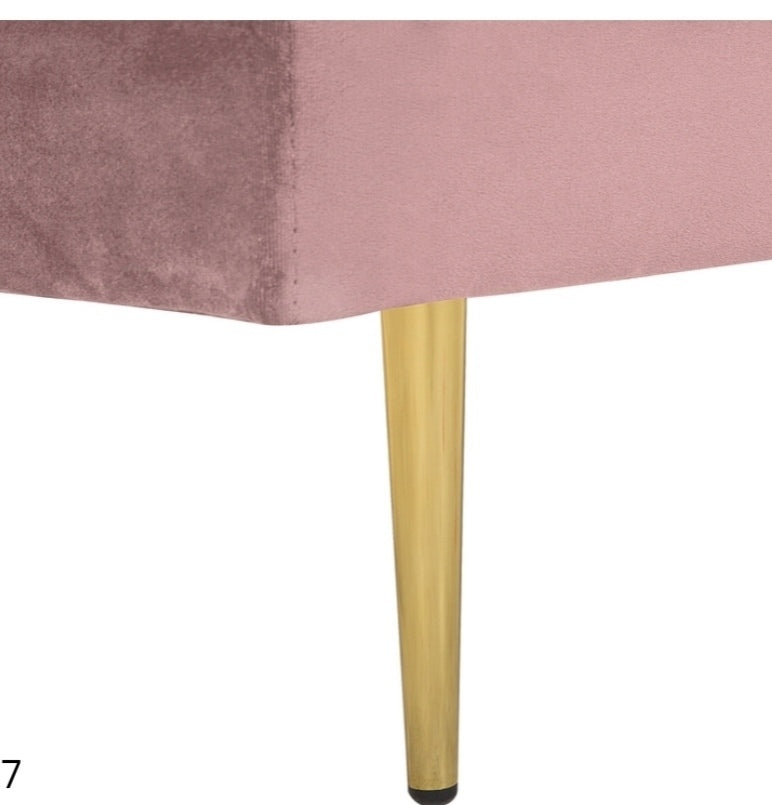 Chaise longue de terciopelo rosa izquierdo