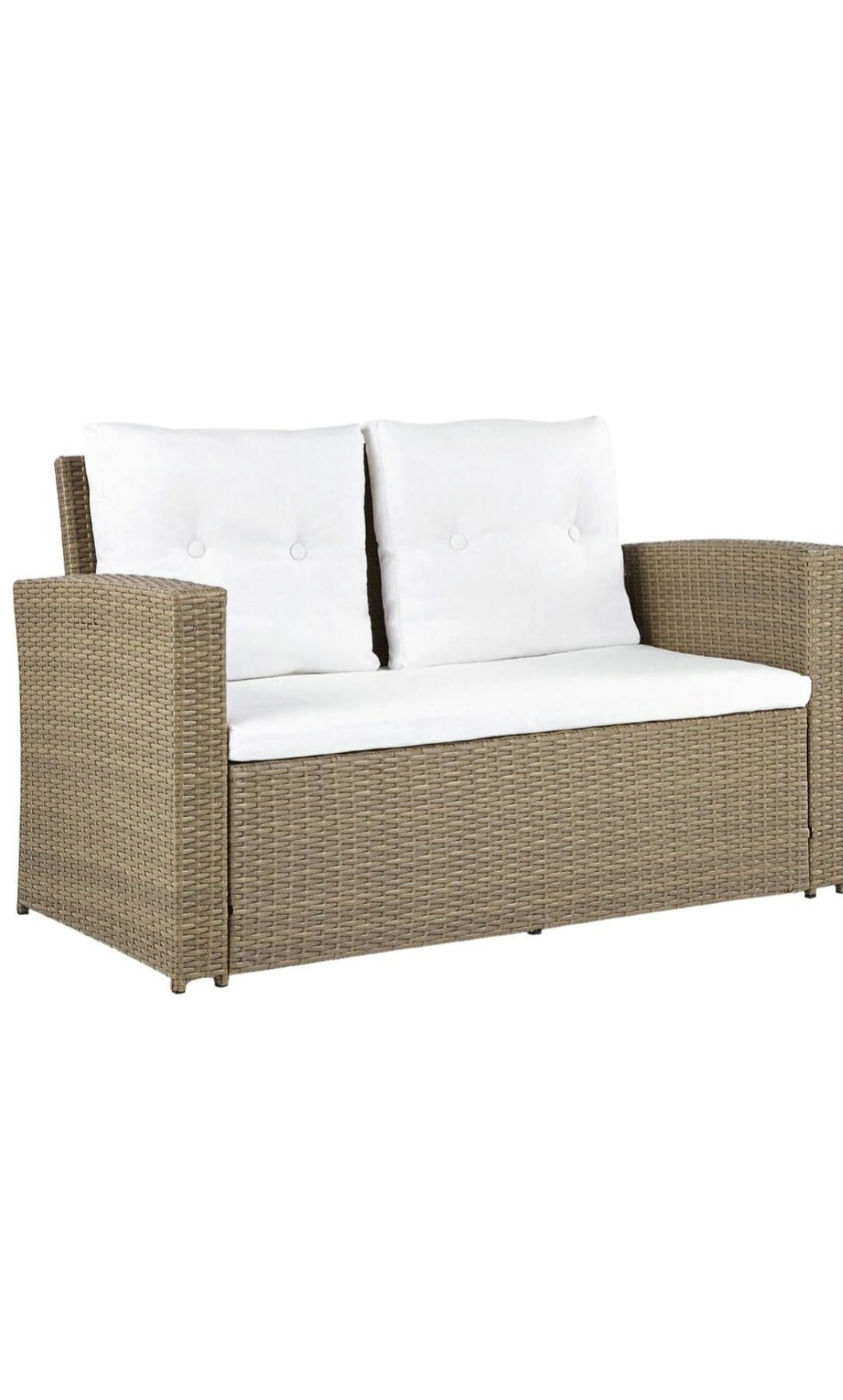 Conjunto de jardin de ratán marrón claro