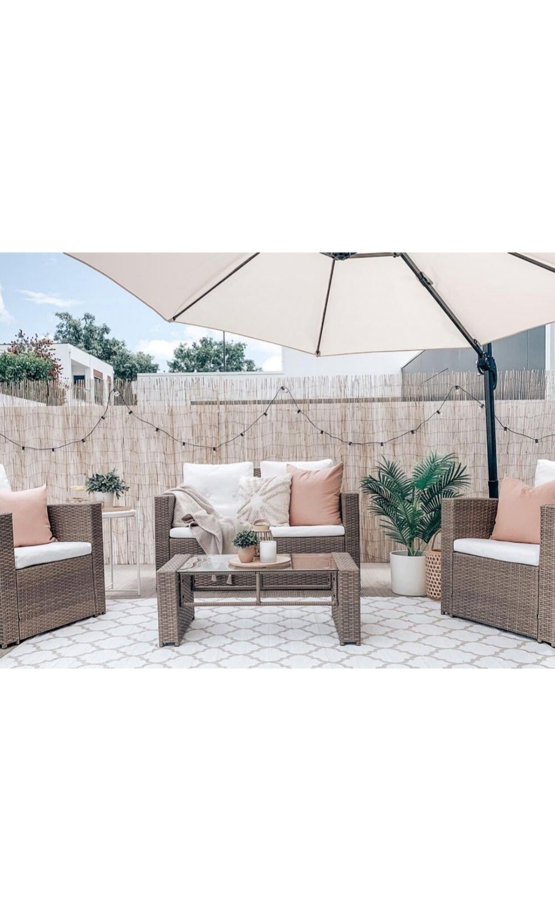 Conjunto de jardin de ratán marrón claro