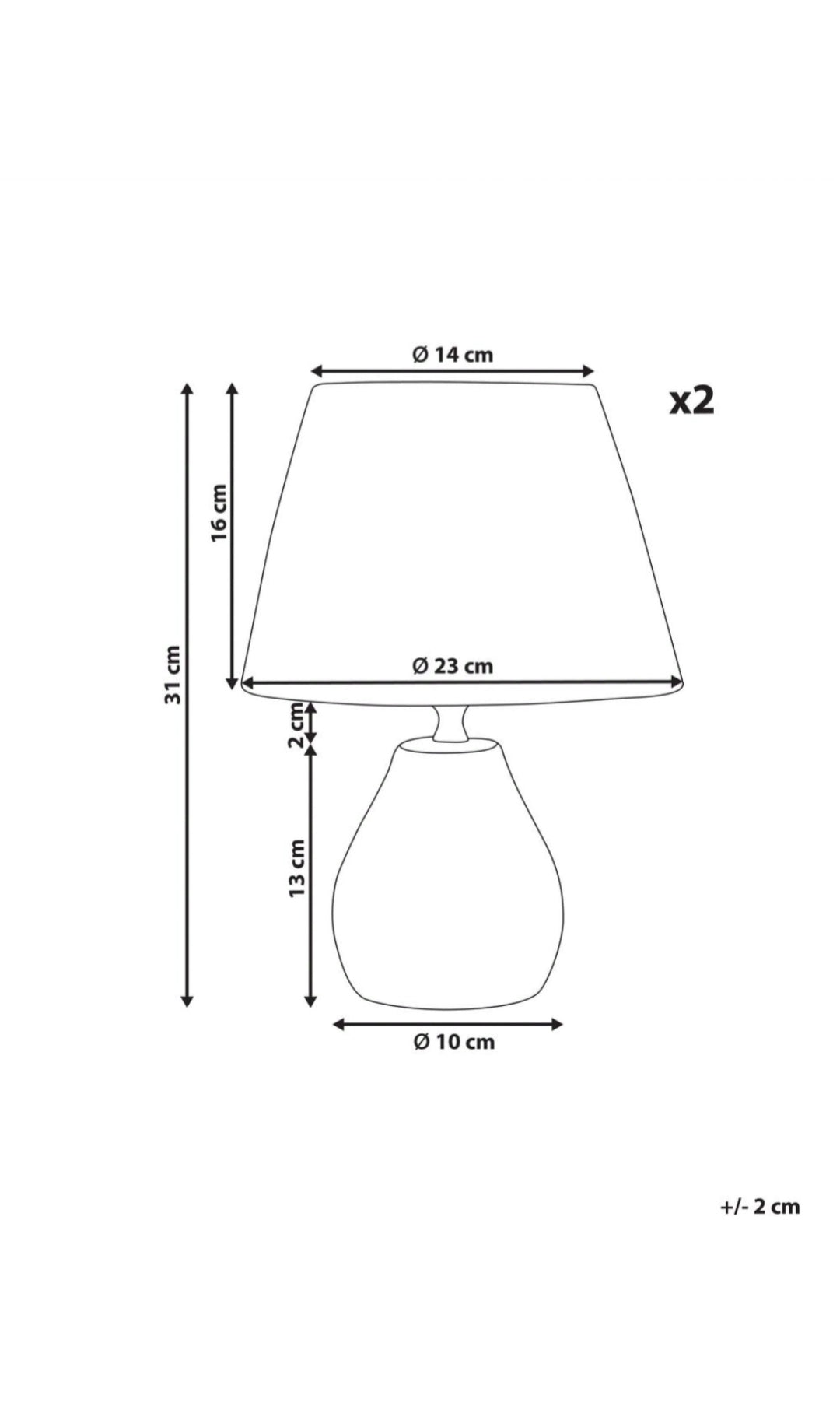 Conjunto de 2 lámparas de mesa cerámica blanca