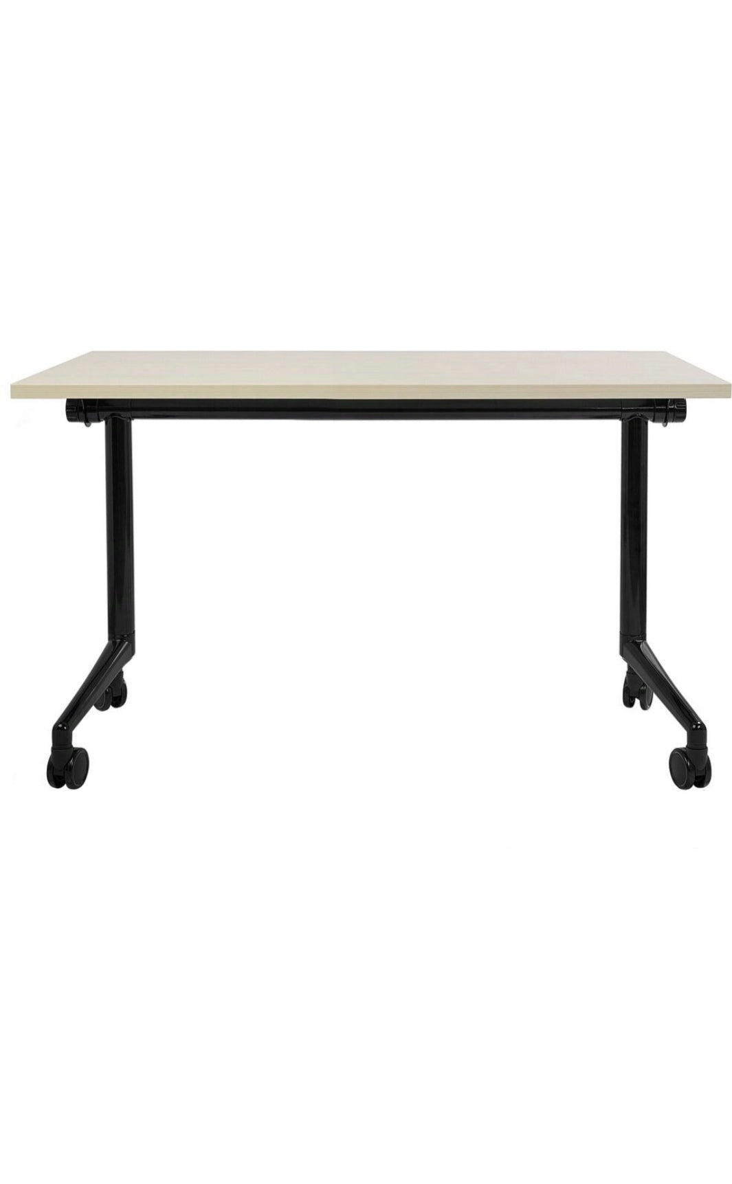 Escritorio plegable con ruedas madera clara y negro 120/60