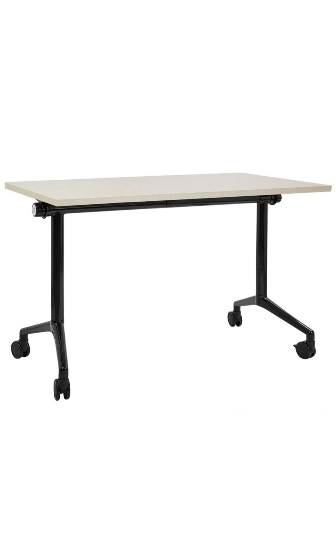 Escritorio plegable con ruedas madera clara y negro 120/60