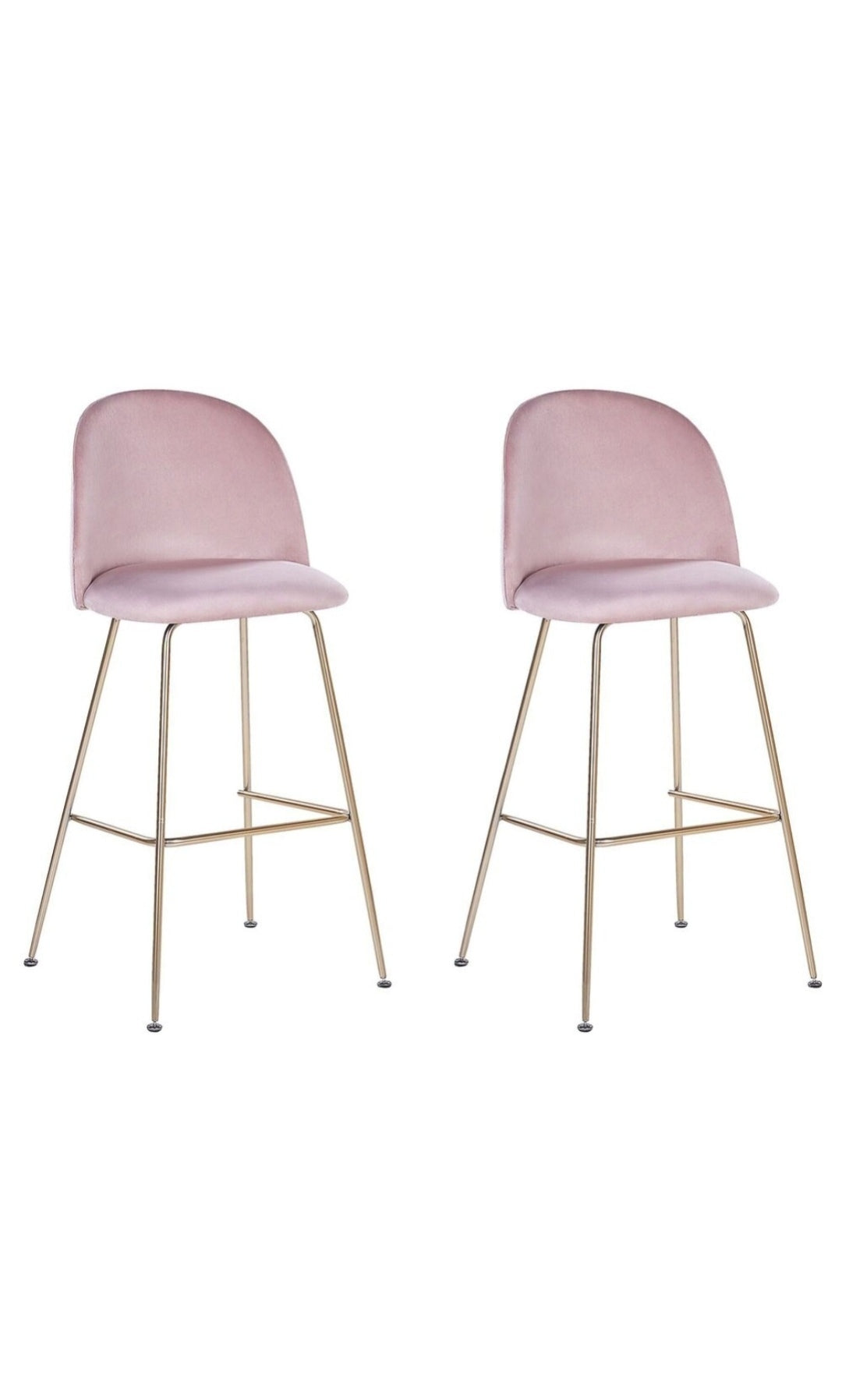 Conjunto de 2 sillas de bar de terciopelo rosa