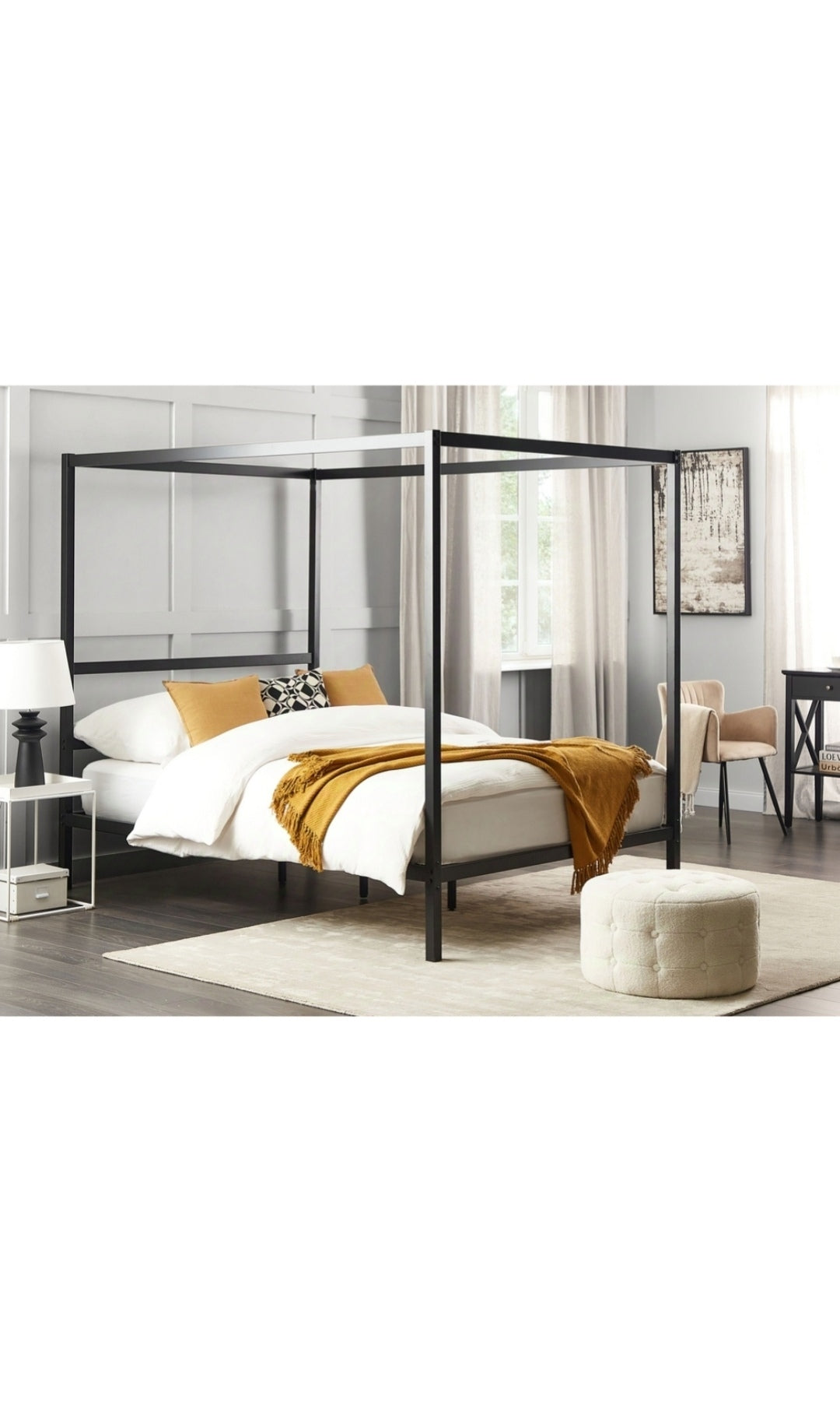 Cama con somier de metal negro 140/200