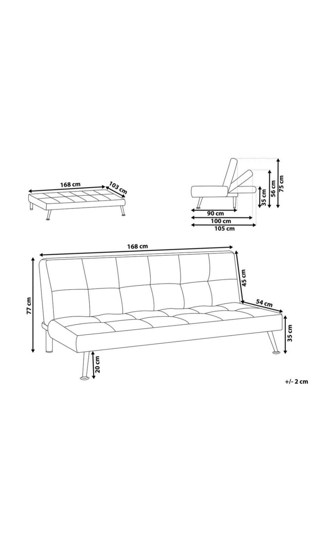 Sofá cama tela azul