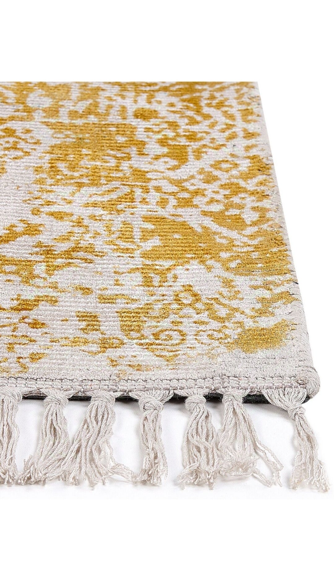 Alfombra de viscosa amarilla mostaza 140/200
