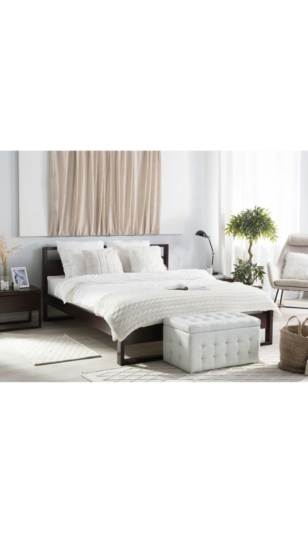 Cama con somier de madera pino oscura 140/200