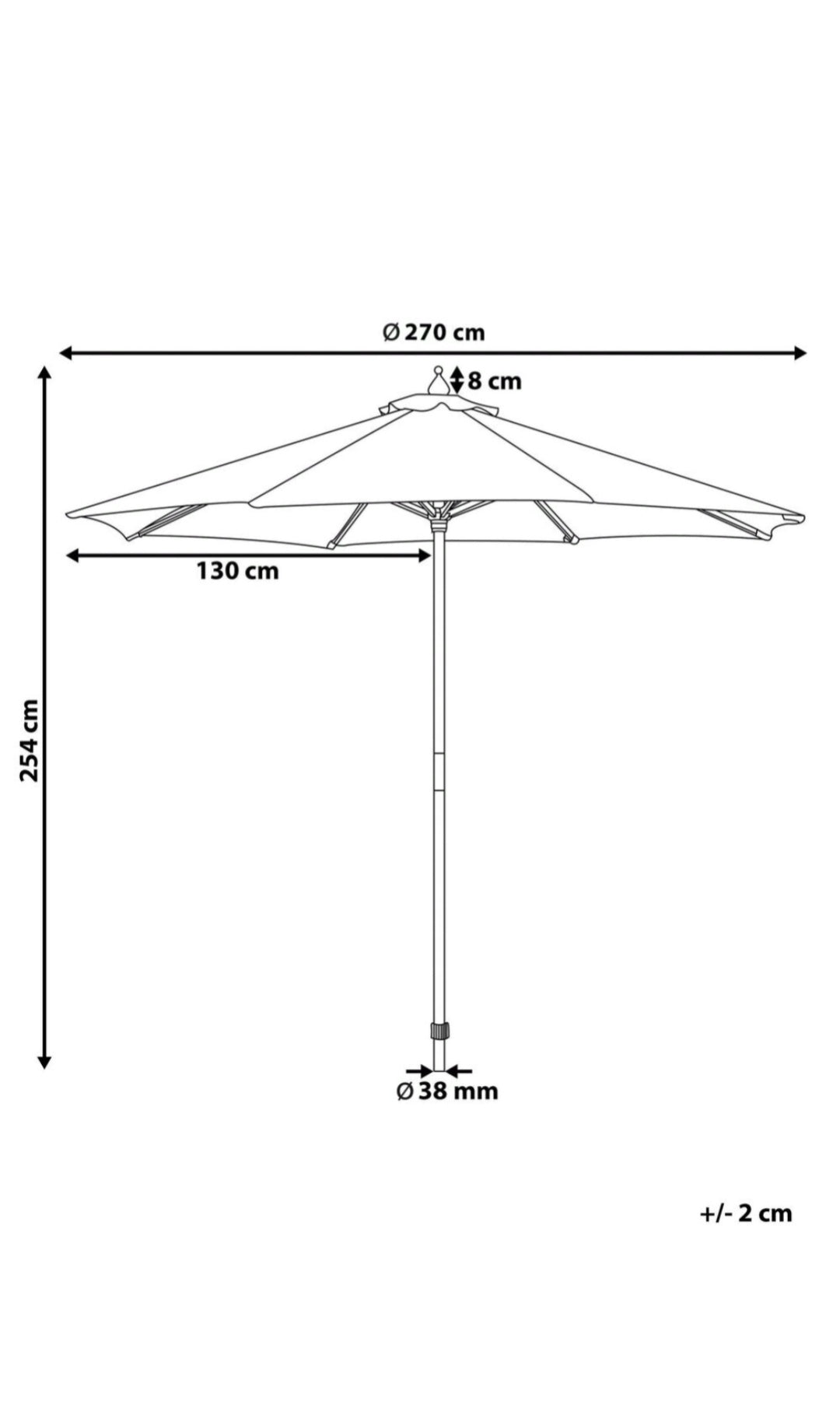 Sombrilla de poliéster beige 270cm