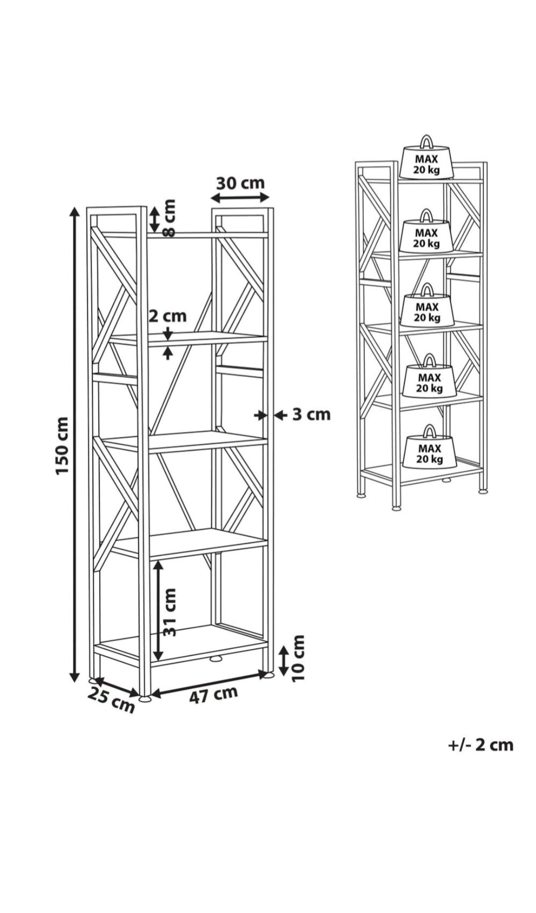 Estante 5 baldas madera oscura