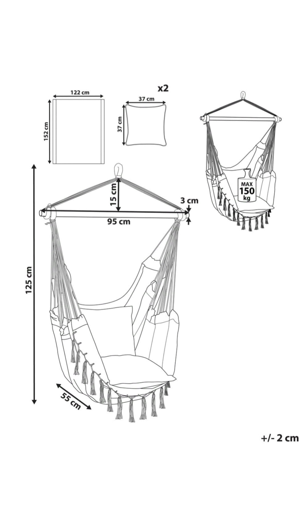 Silla colgante de algodón beige
