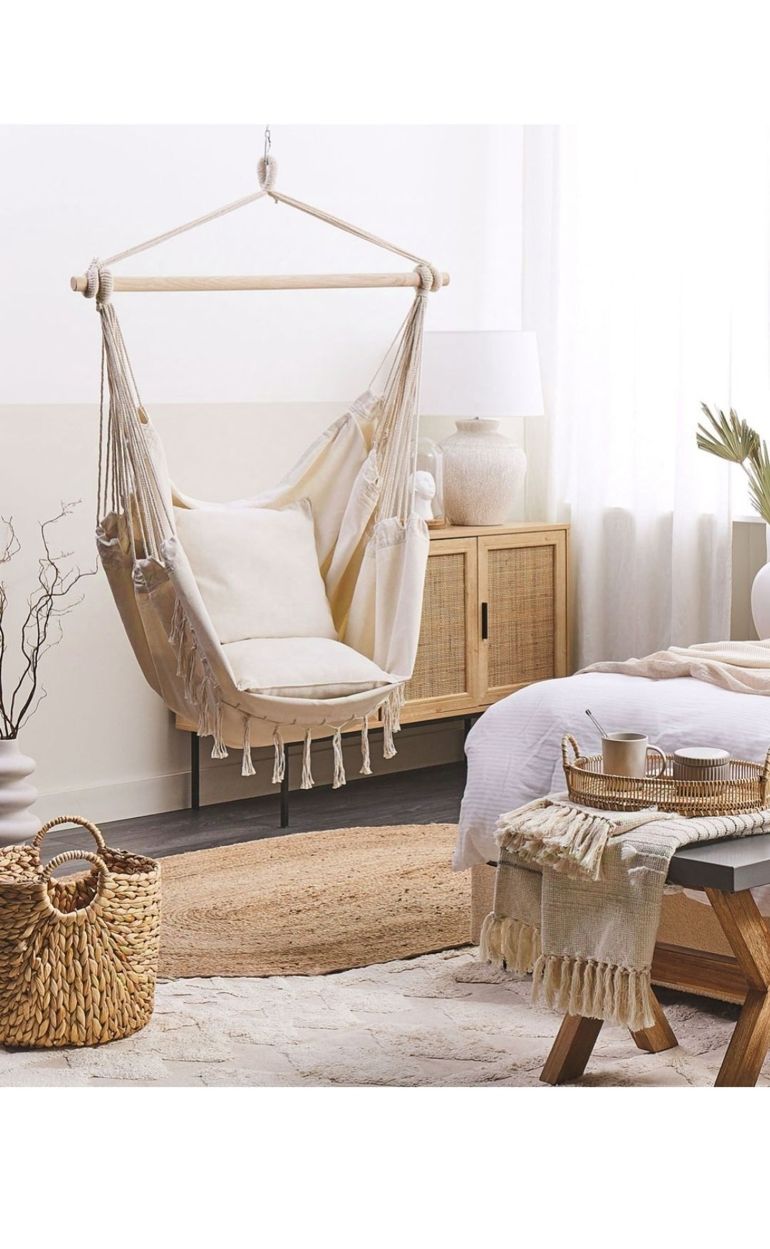 Silla colgante de algodón beige