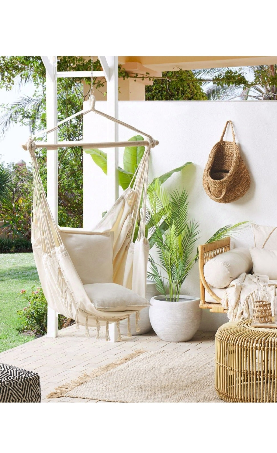 Silla colgante de algodón beige