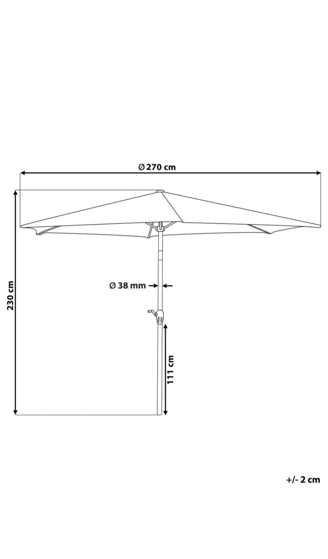 Sombrilla de poliéster borgoña 270cm