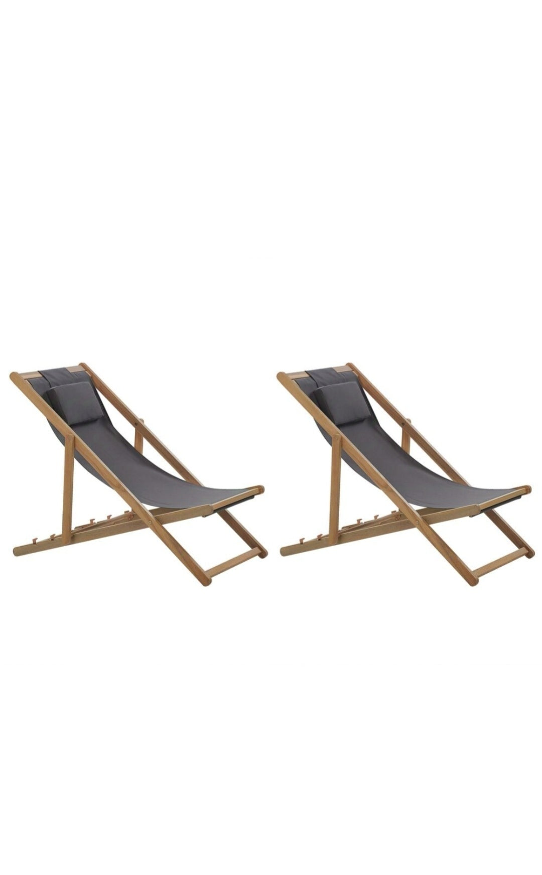 Conjunto de 2 tumbonas de madera / gris oscura