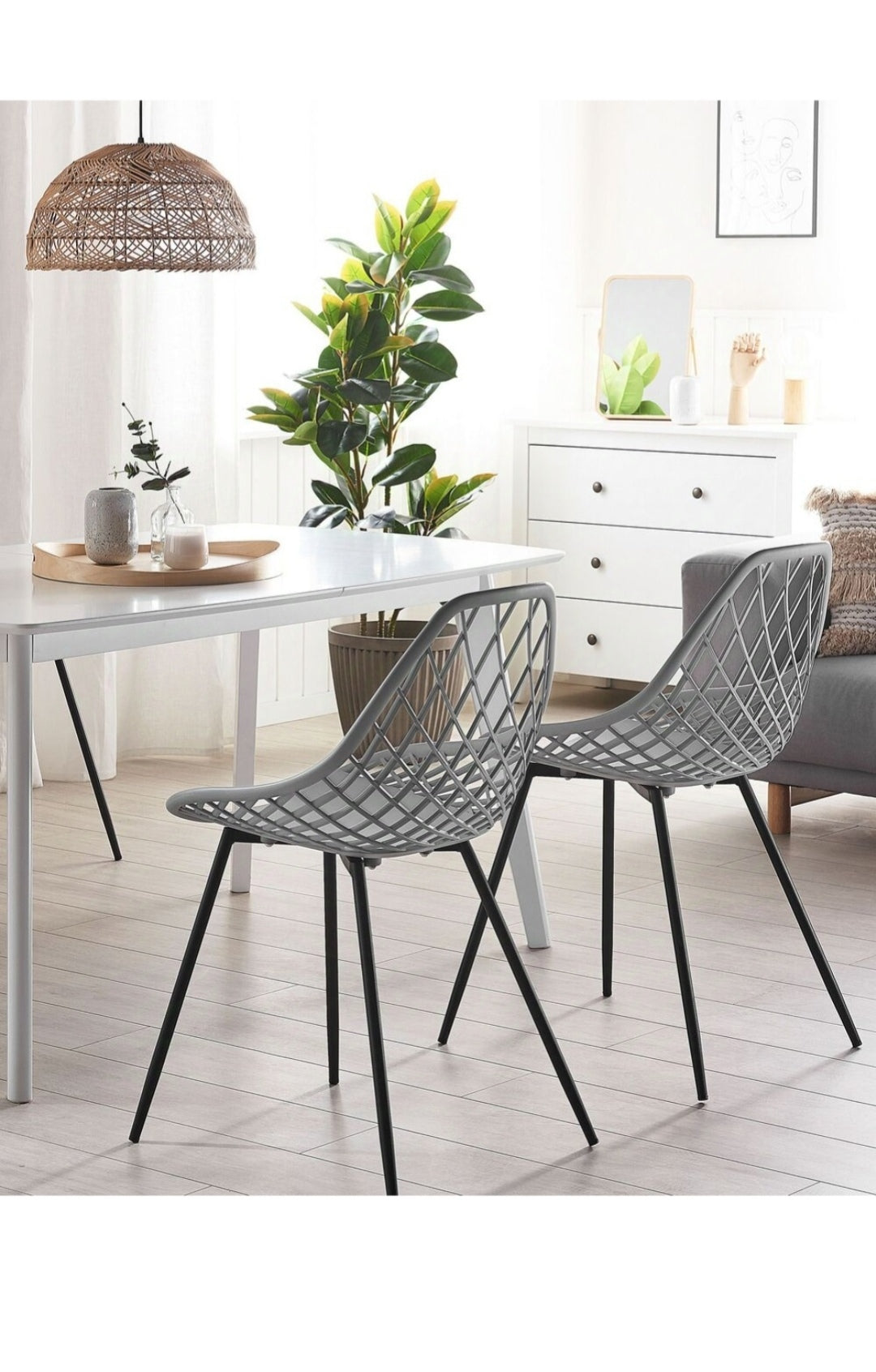 Conjunto de 2 sillas de comedor gris claro/ negro