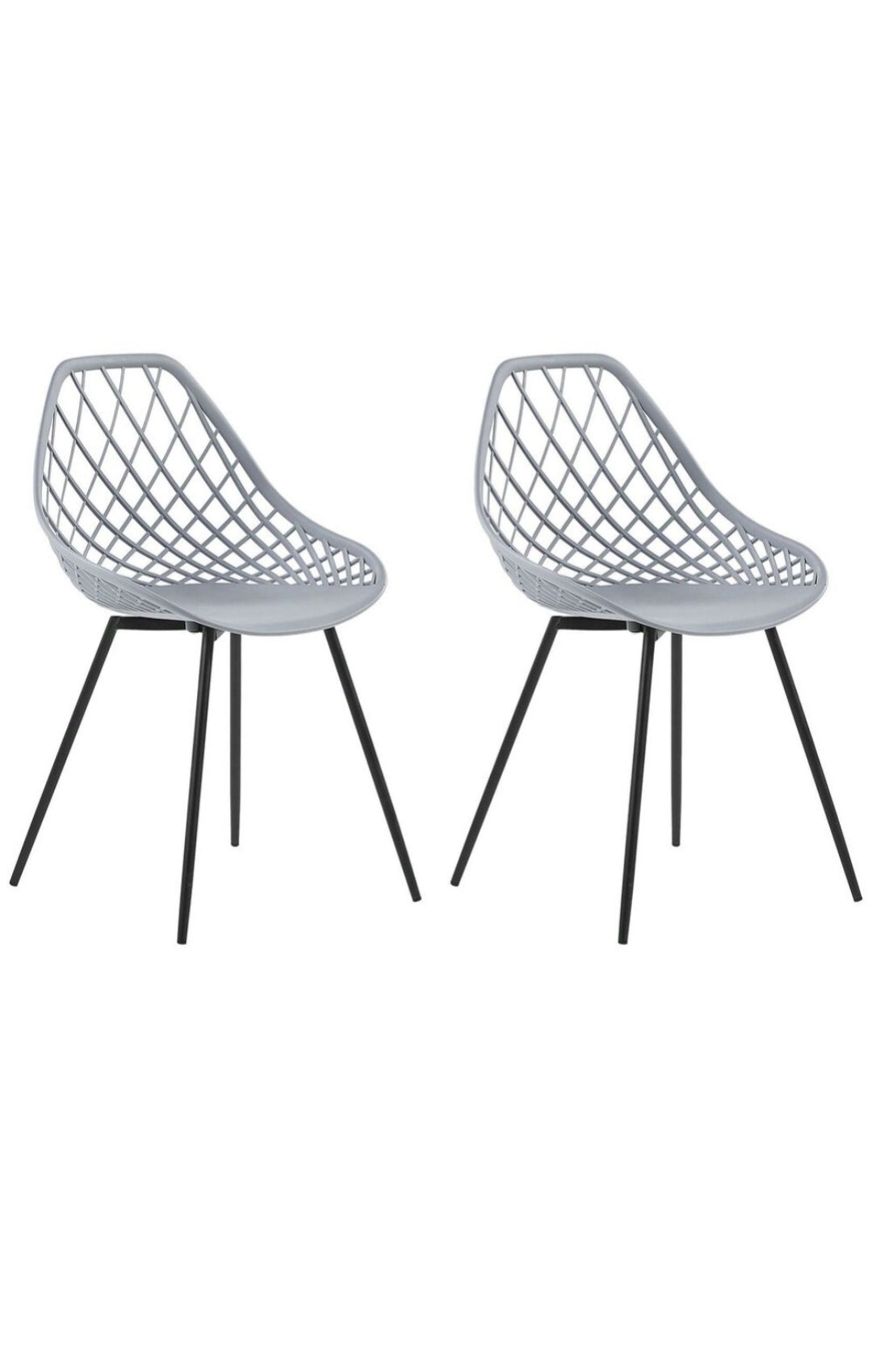 Conjunto de 2 sillas de comedor gris claro/ negro