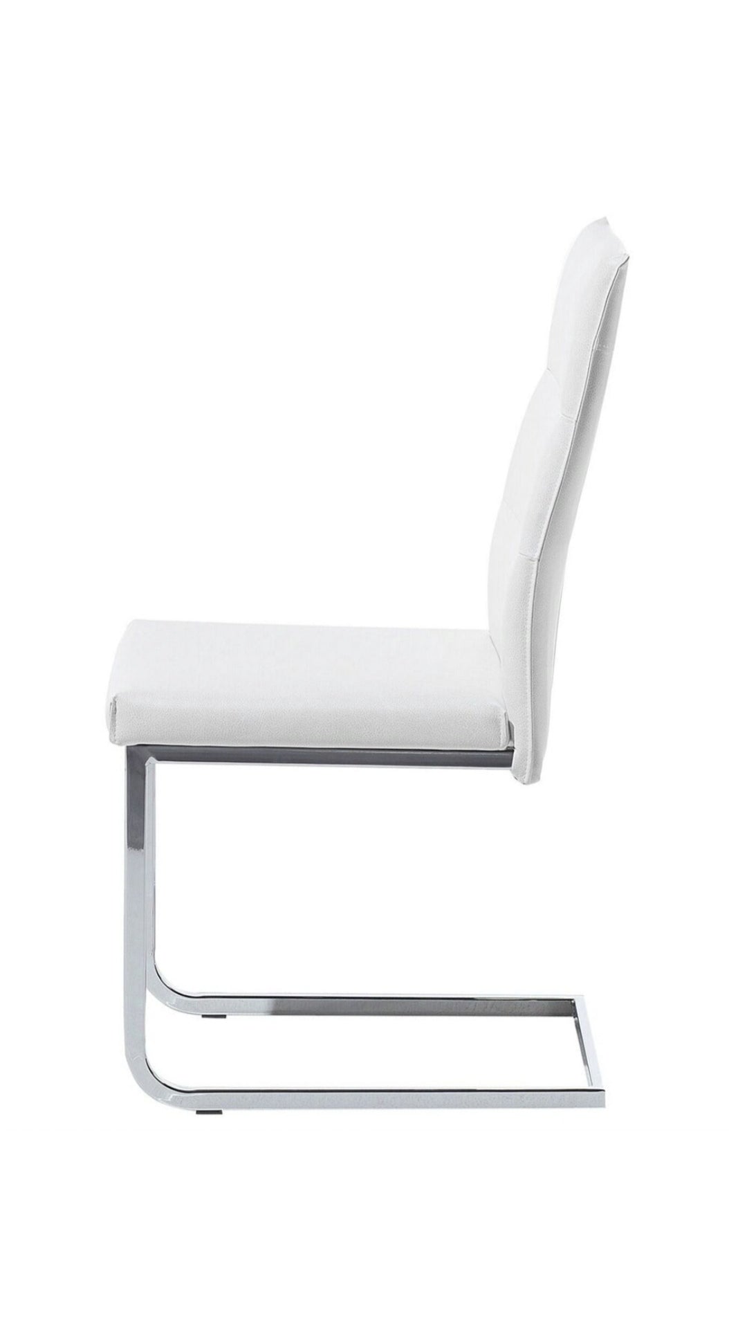 Conjunto de 2 sillas de comedor de piel sintética blanco plateado