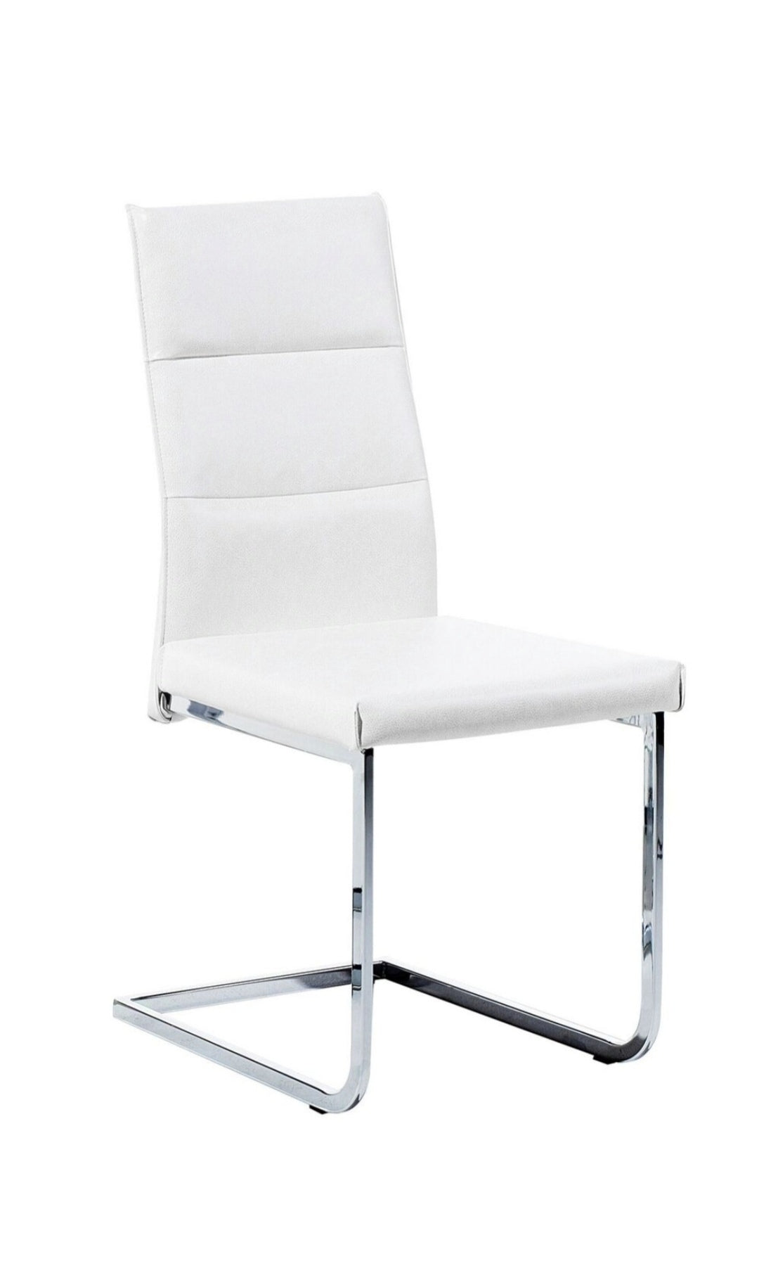Conjunto de 2 sillas de comedor de piel sintética blanco plateado