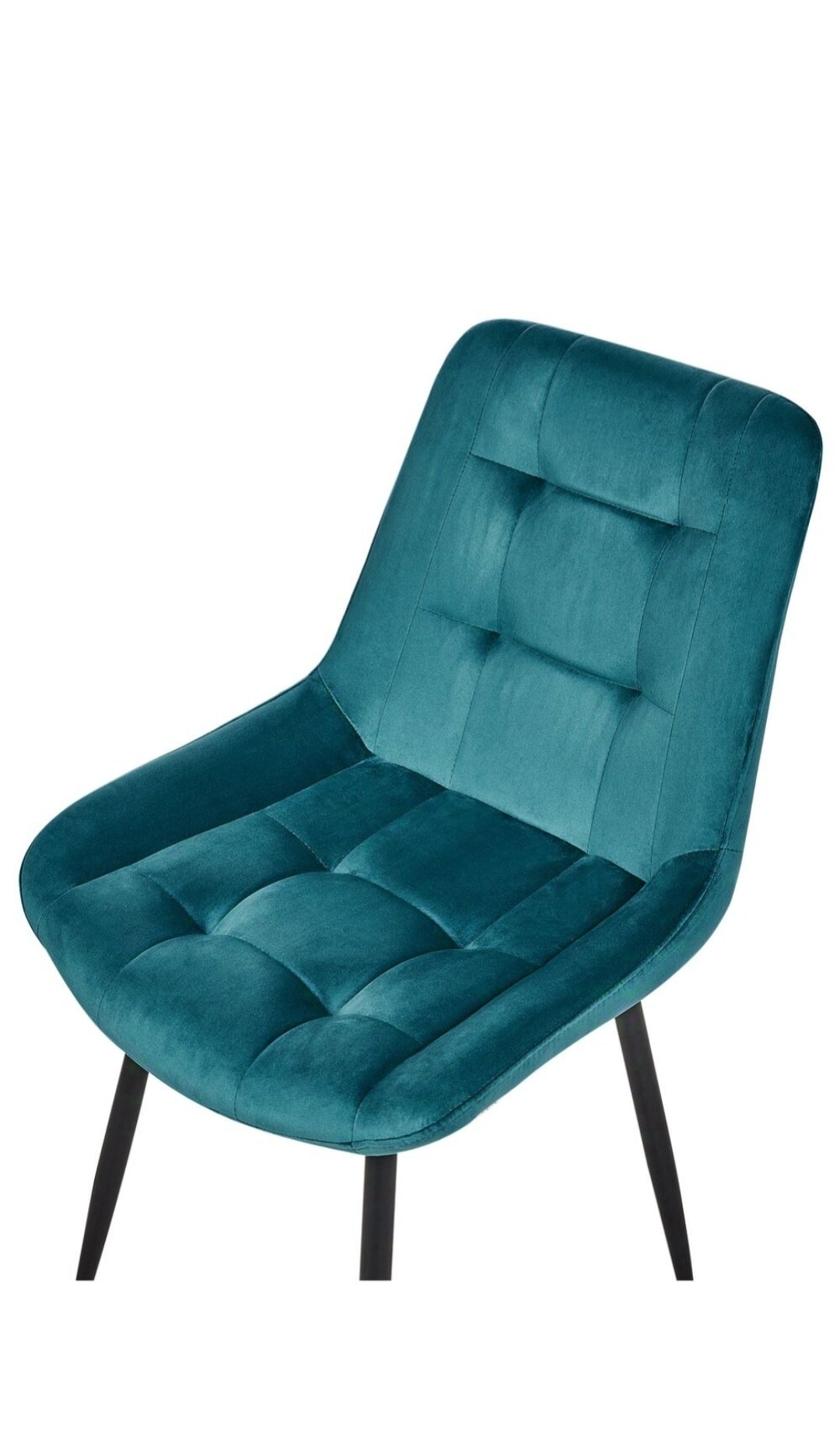 Conjunto de 2 sillas de comedor de terciopelo azul turquesa negro