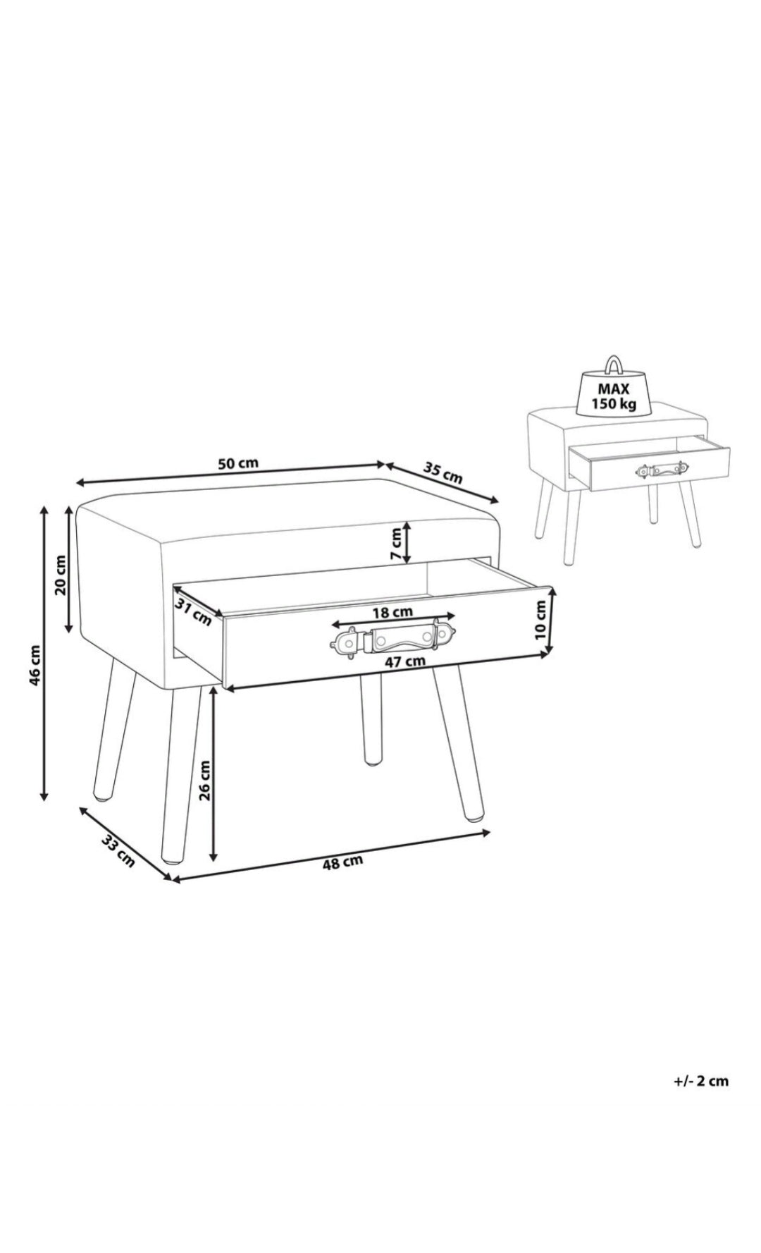 Mesita de noche de terciopelo gris