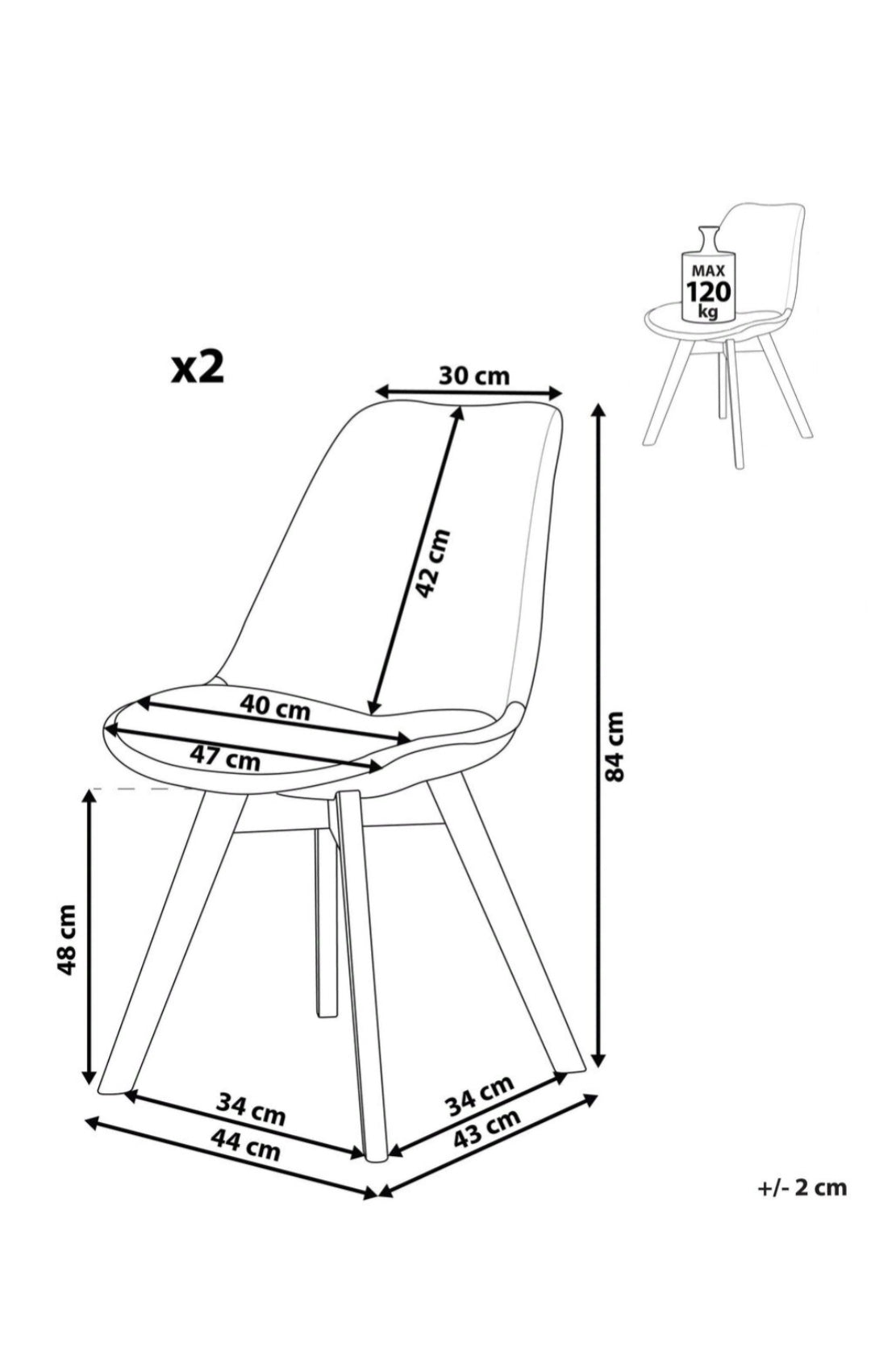 Conjunto de 2 sillas de comedor grises