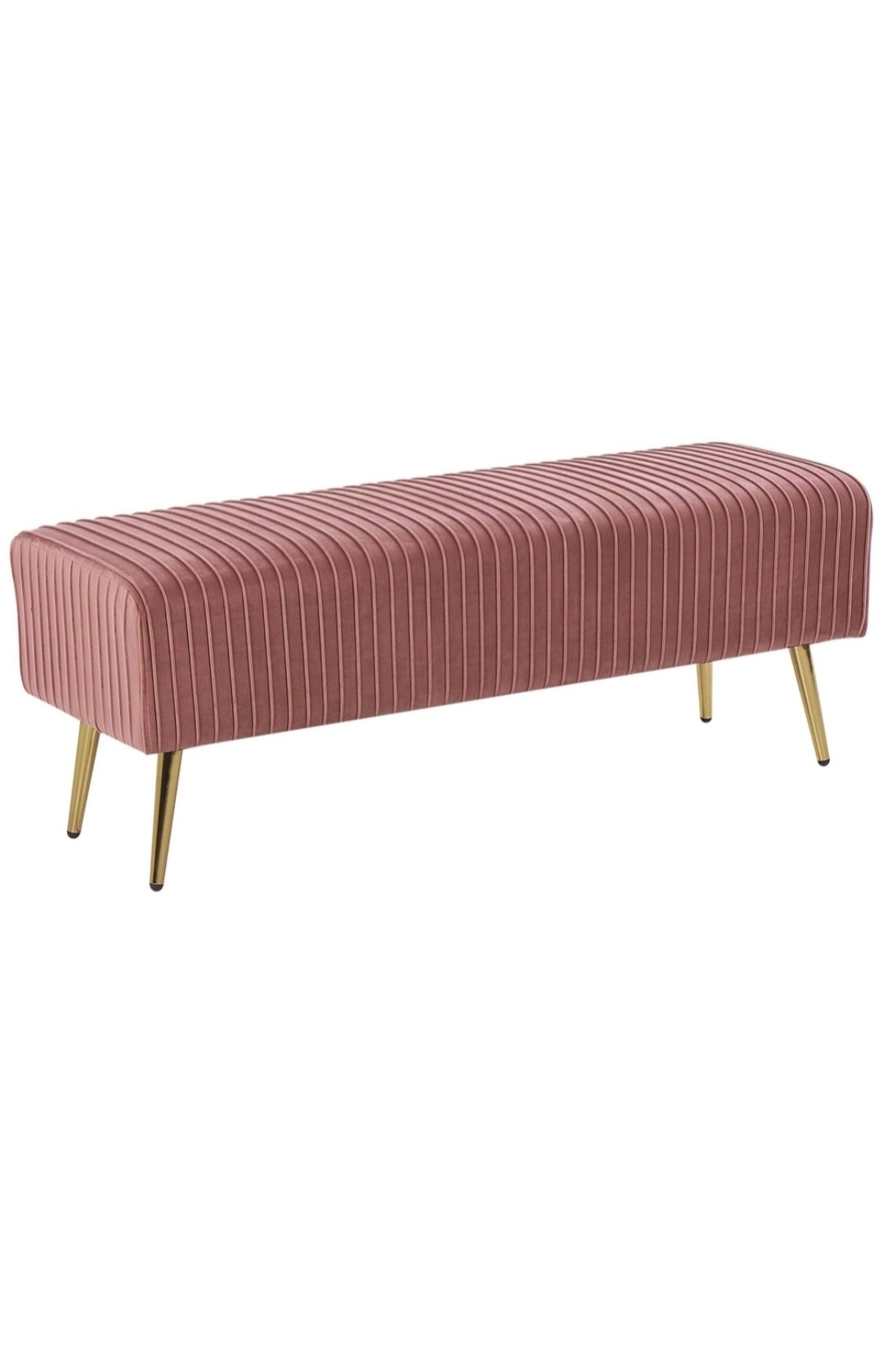 Banco de terciopelo rosa/dorado