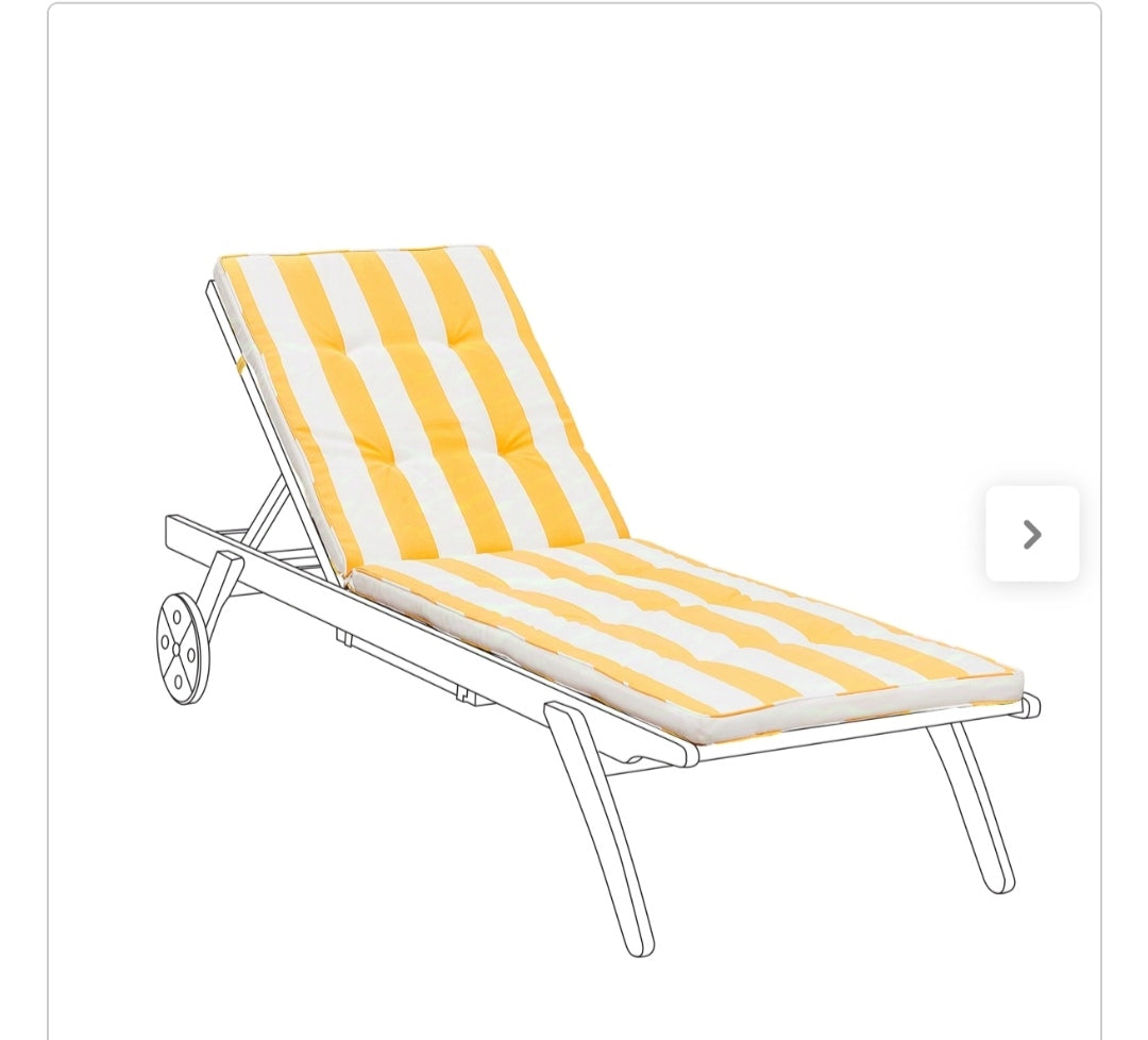 Cojín amarillo blanco para tumbona