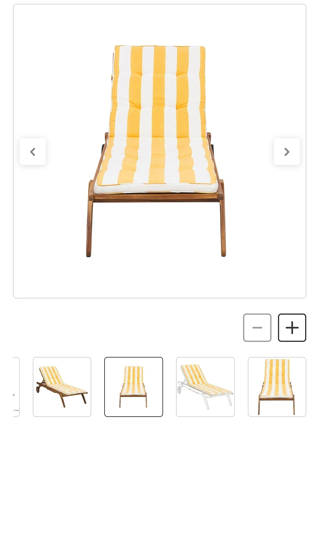 Cojín amarillo blanco para tumbona