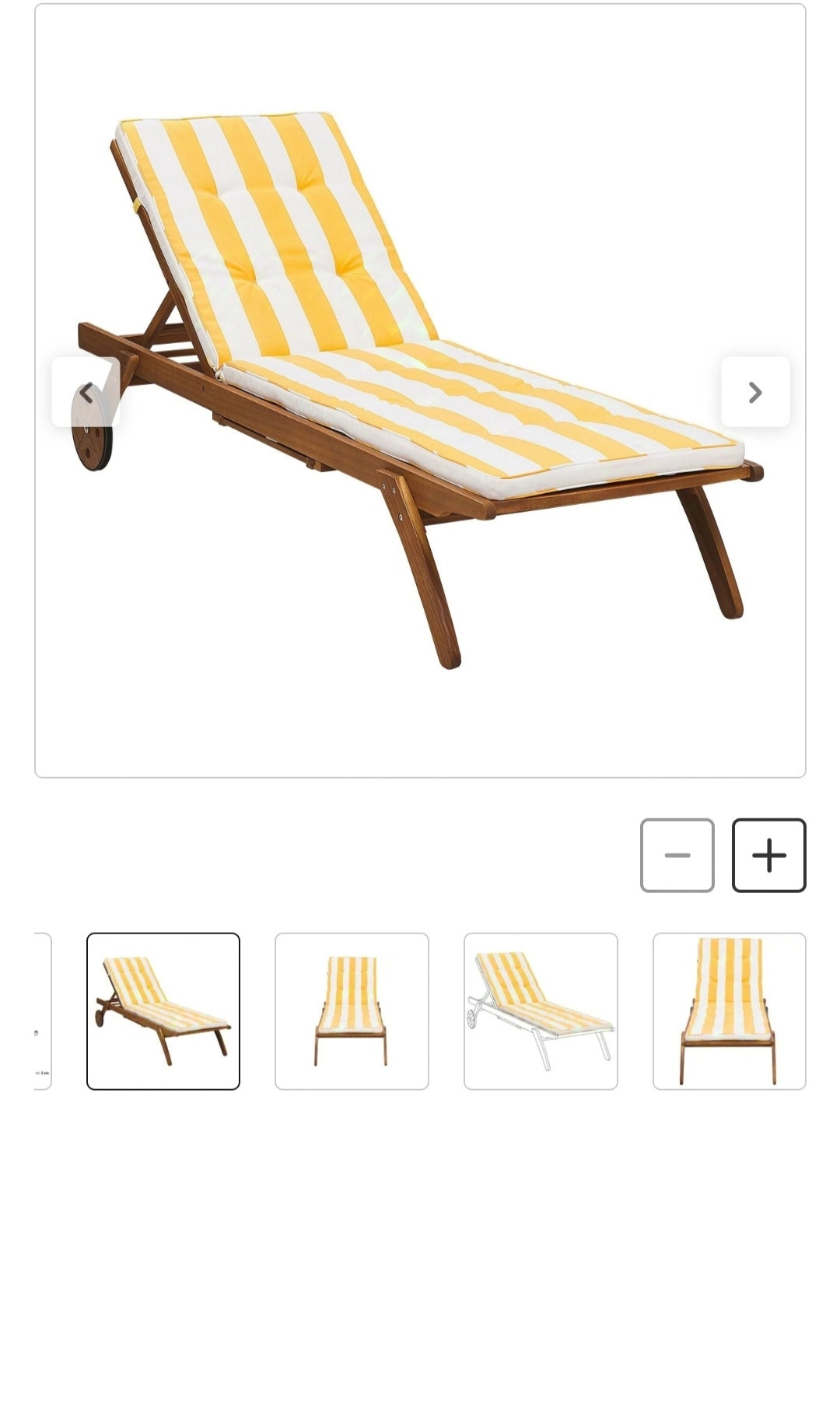Cojín amarillo blanco para tumbona