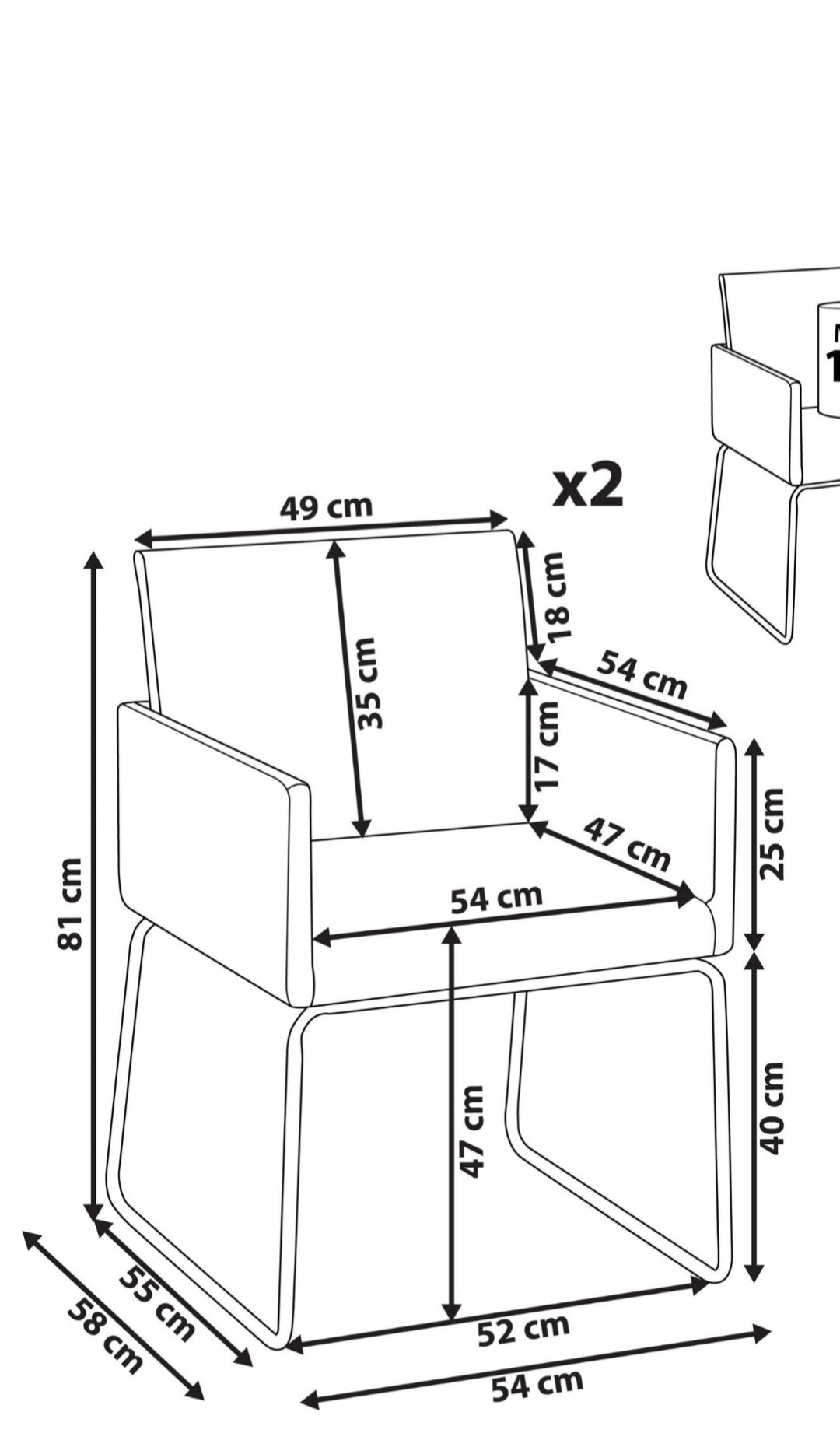 Conjunto de 2 sillas de comedor de poliéster beige